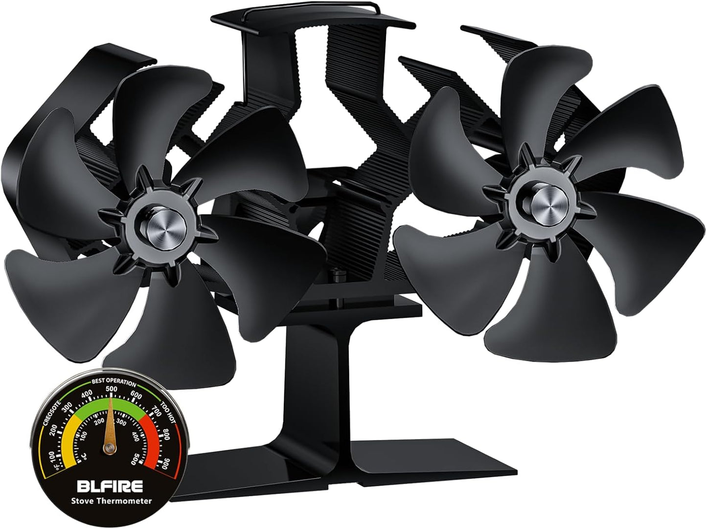Wood Stove Fan Heat Powered Dual Motor for Efficient Heating