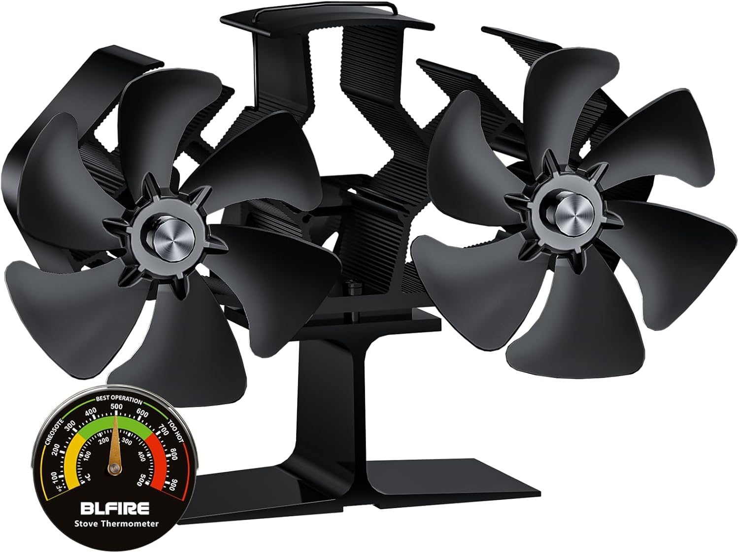 Wood Stove Fan Heat Powered Dual Motor for Efficient Heating