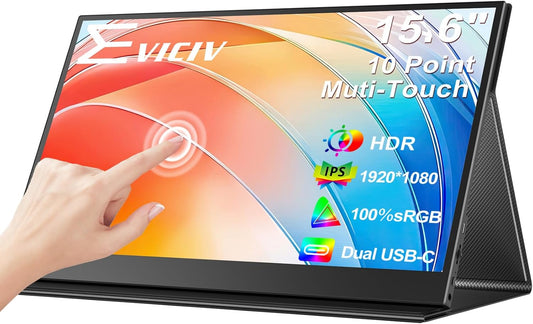 EVICIV 15.6 Portable Touchscreen Monitor - FHD IPS Display & Speakers!