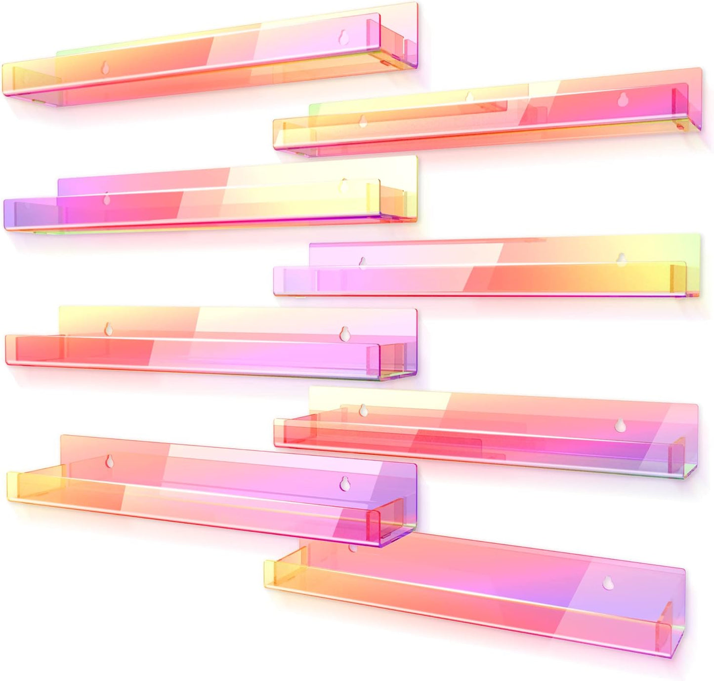 15 Inch Iridescent Acrylic Shelves for Kids Room Storage