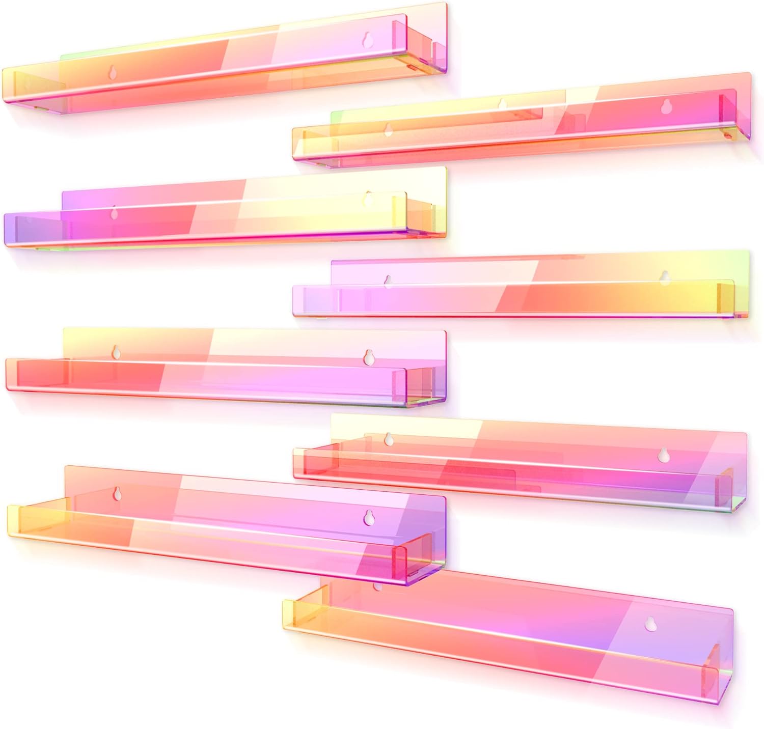 15 Inch Iridescent Acrylic Shelves for Kids Room Storage