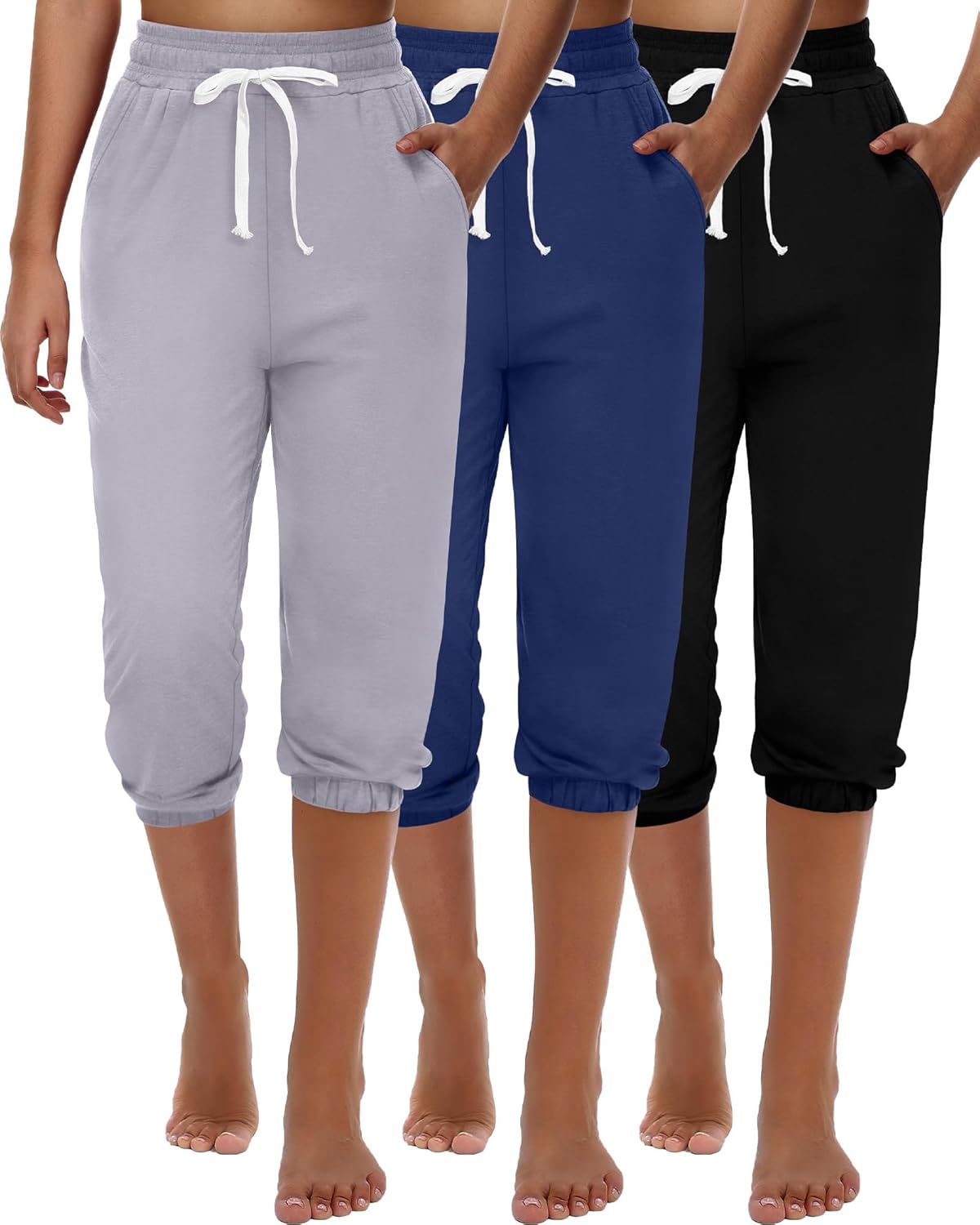 Ficerd Women's Capri Sweatpants Joggers for Summer Comfort