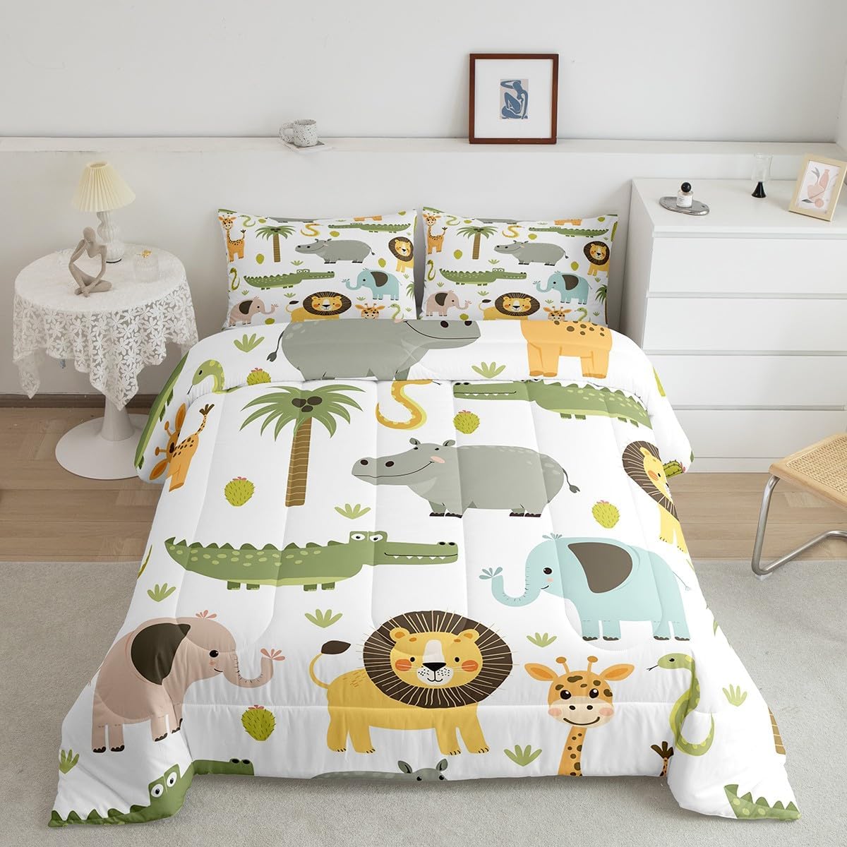 Feelyou Wild Animals Comforter Set for Kids Room Decor