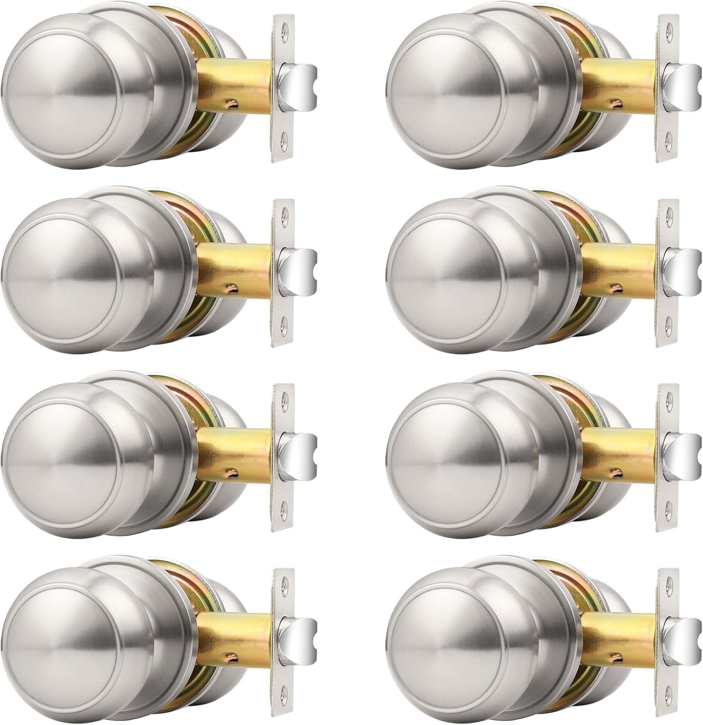 Probrico 8 Pack Interior Door Knobs with Brushed Nickel Finish