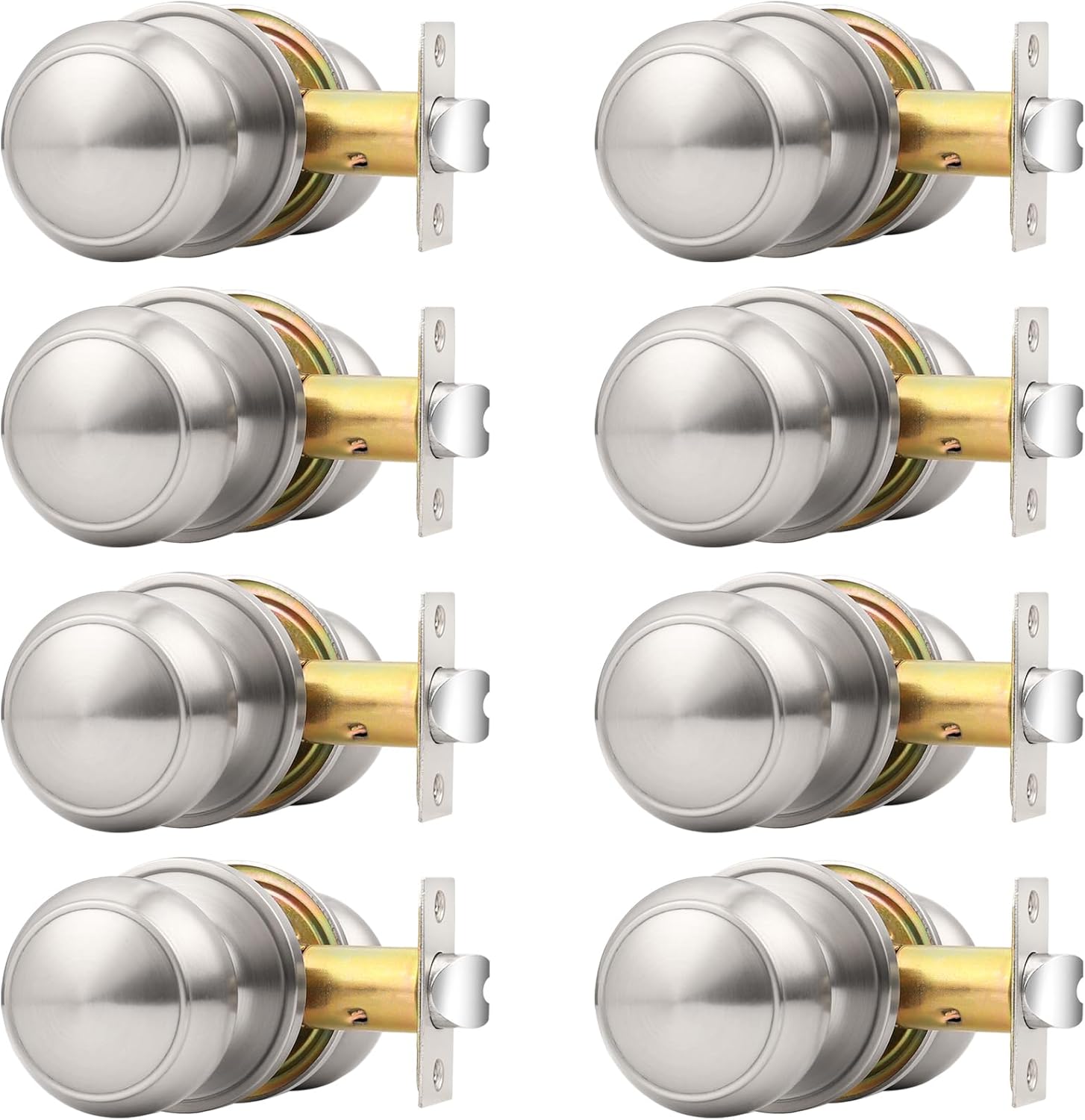 Probrico 8 Pack Interior Door Knobs with Brushed Nickel Finish