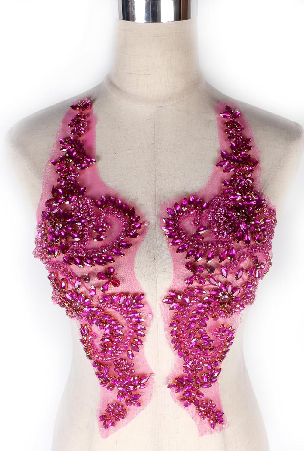 Luxury Look Shiny Rhinestone Pair Applique Patch for Dress