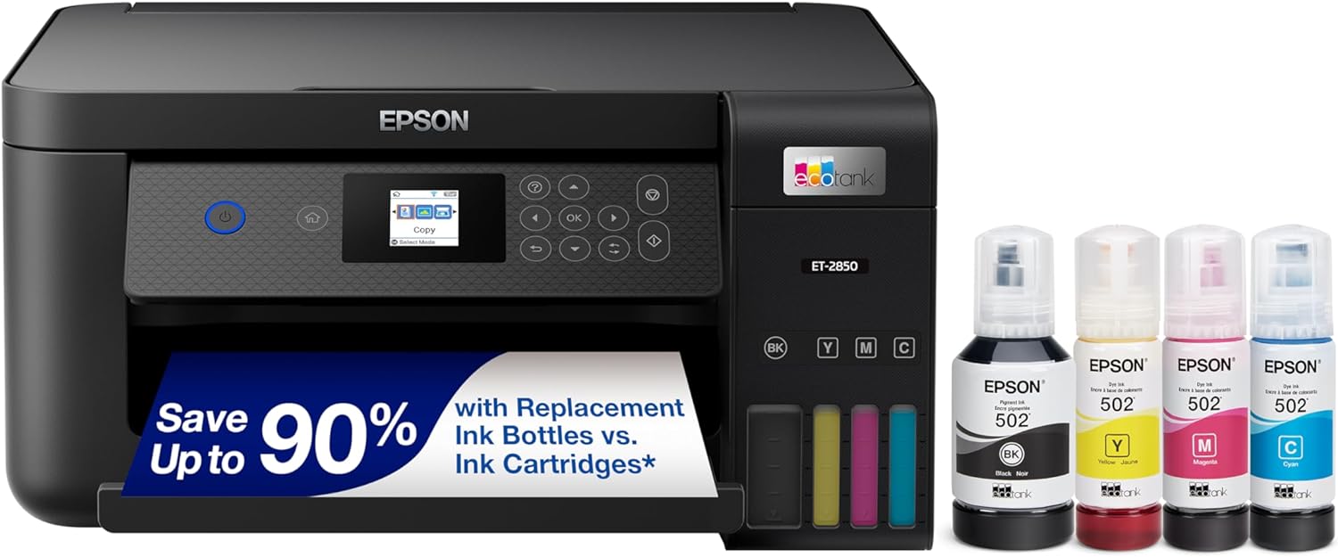 Epson EcoTank ET-2850 Wireless Supertank Printer - Cartridge-Free & Multifunctional