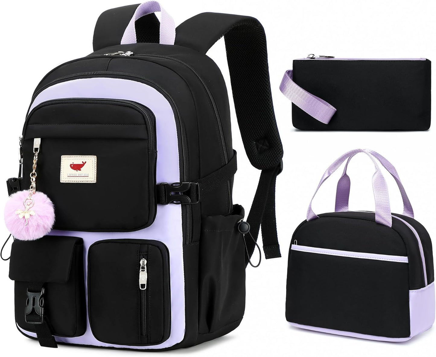 Laptop Backpack for School with Lunch Box and Pencil Pouch Set