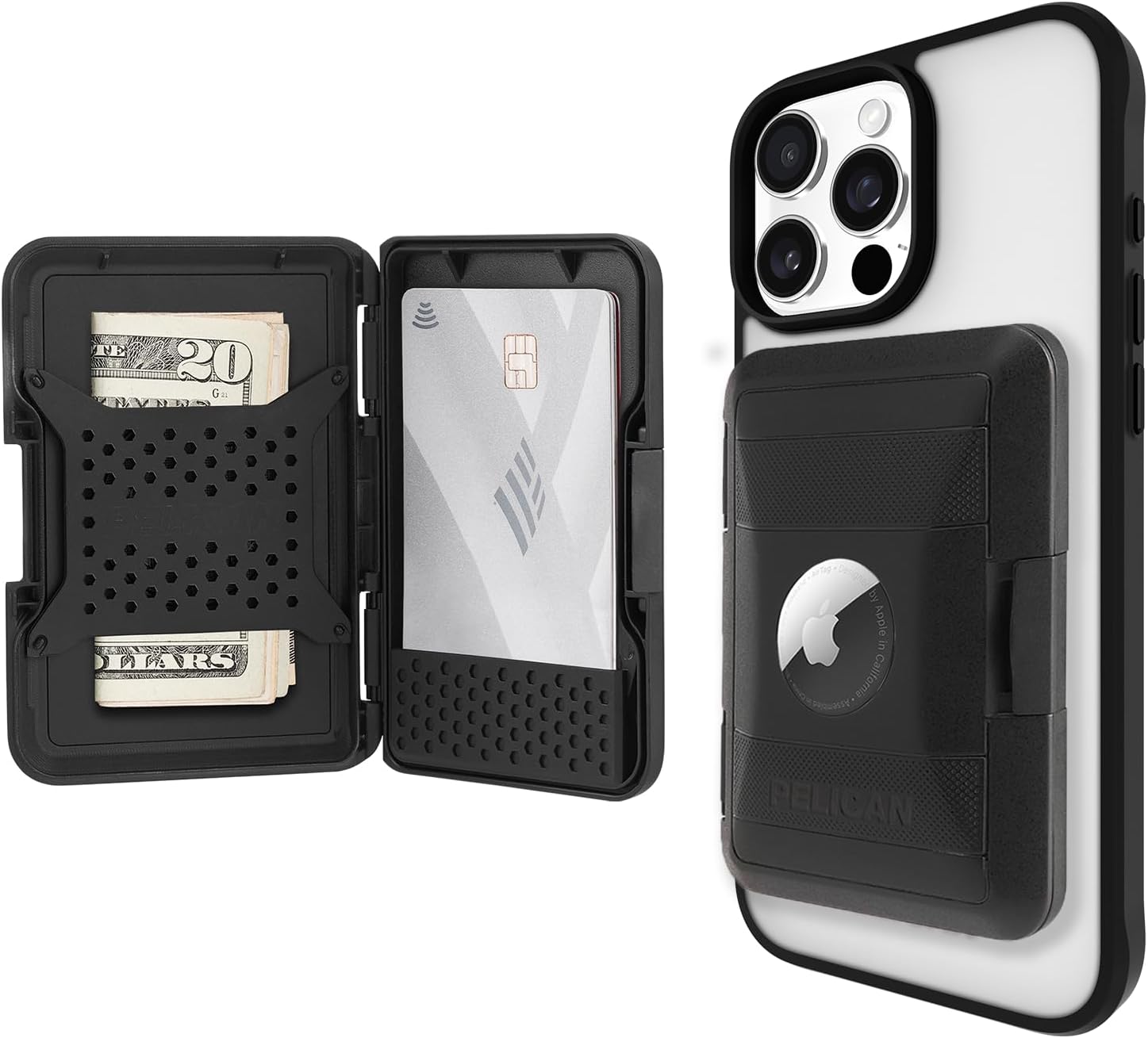 Pelican Smart Wallet with RFID Blocking - Holds 5 Cards/Cash - AirTag Holder