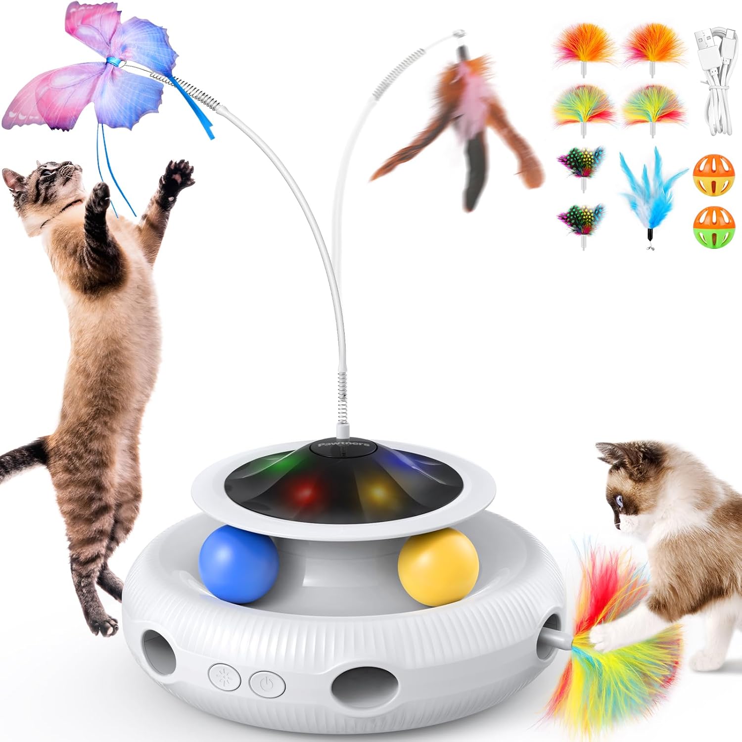 Pawtners Interactive Cat Toy: 4 in 1 Fun for Indoor Cats