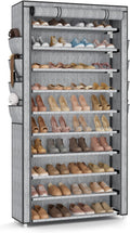 Tall Shoe Rack with Cover 10 Tier Shoe Organizer - Holds 50+ Pairs