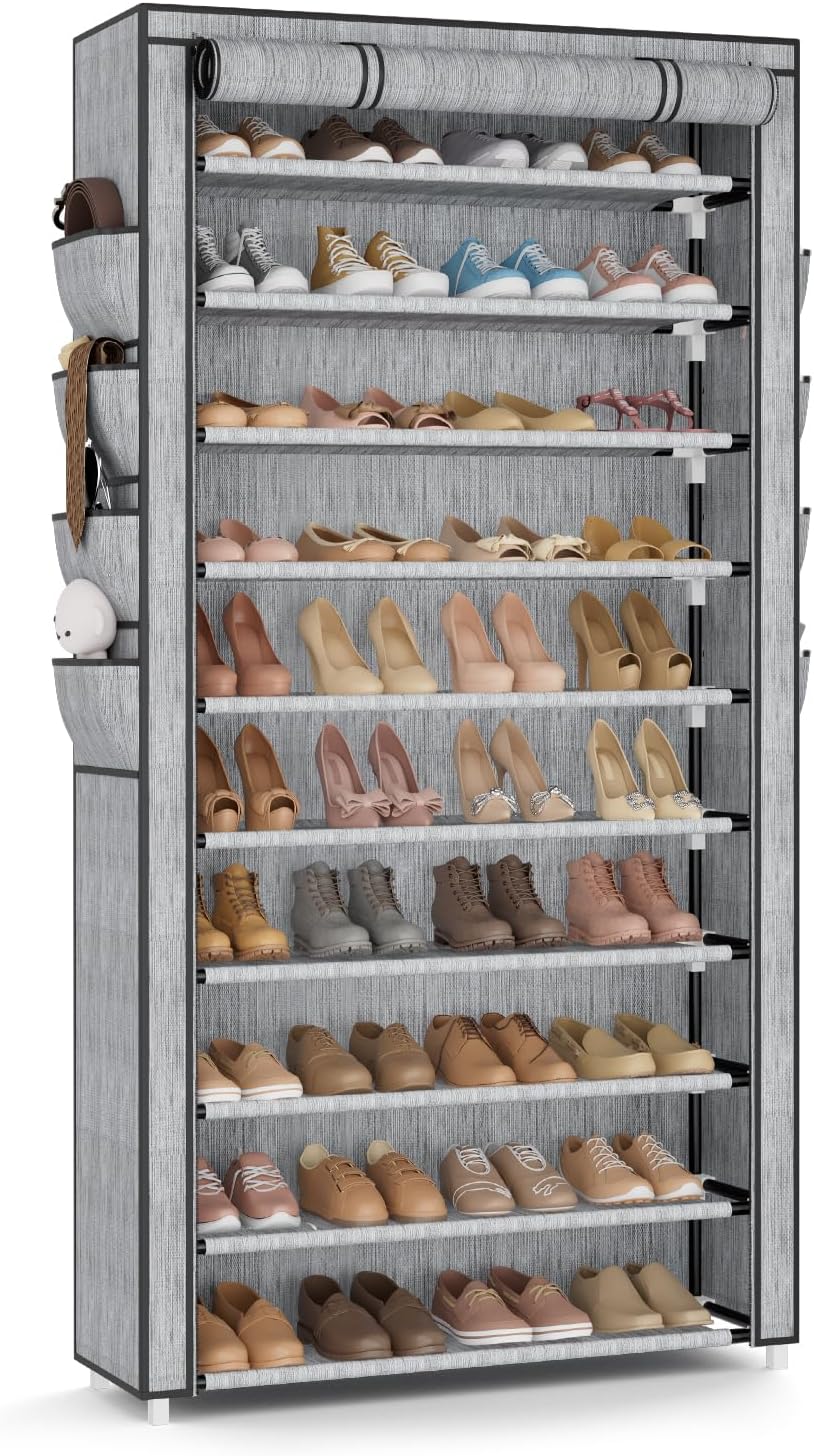 VTRIN Tall Shoe Rack with Cover for 50-55 Pairs of Shoes