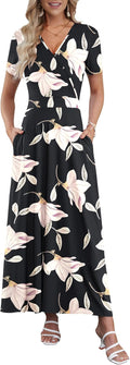 AUSELILY Maxi Dress for Women with Pockets - Flowy Floral Ankle Length