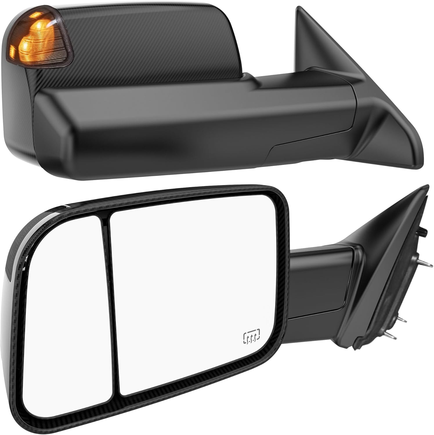 Smoked Power Heated Tow Mirrors for Dodge Ram 1500 & 2500 Models