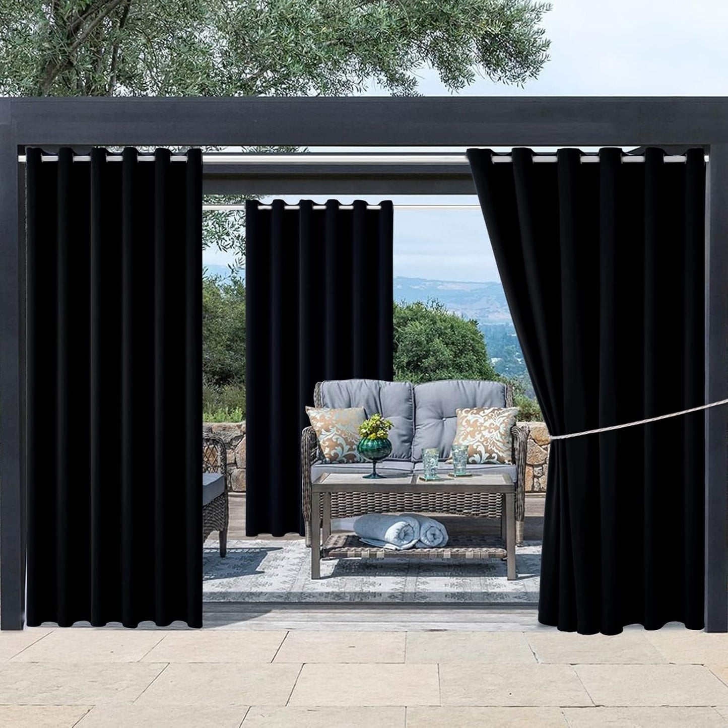 Outdoor Indoor Curtains W84 x L84 for Patio - Weather-resistant Panels