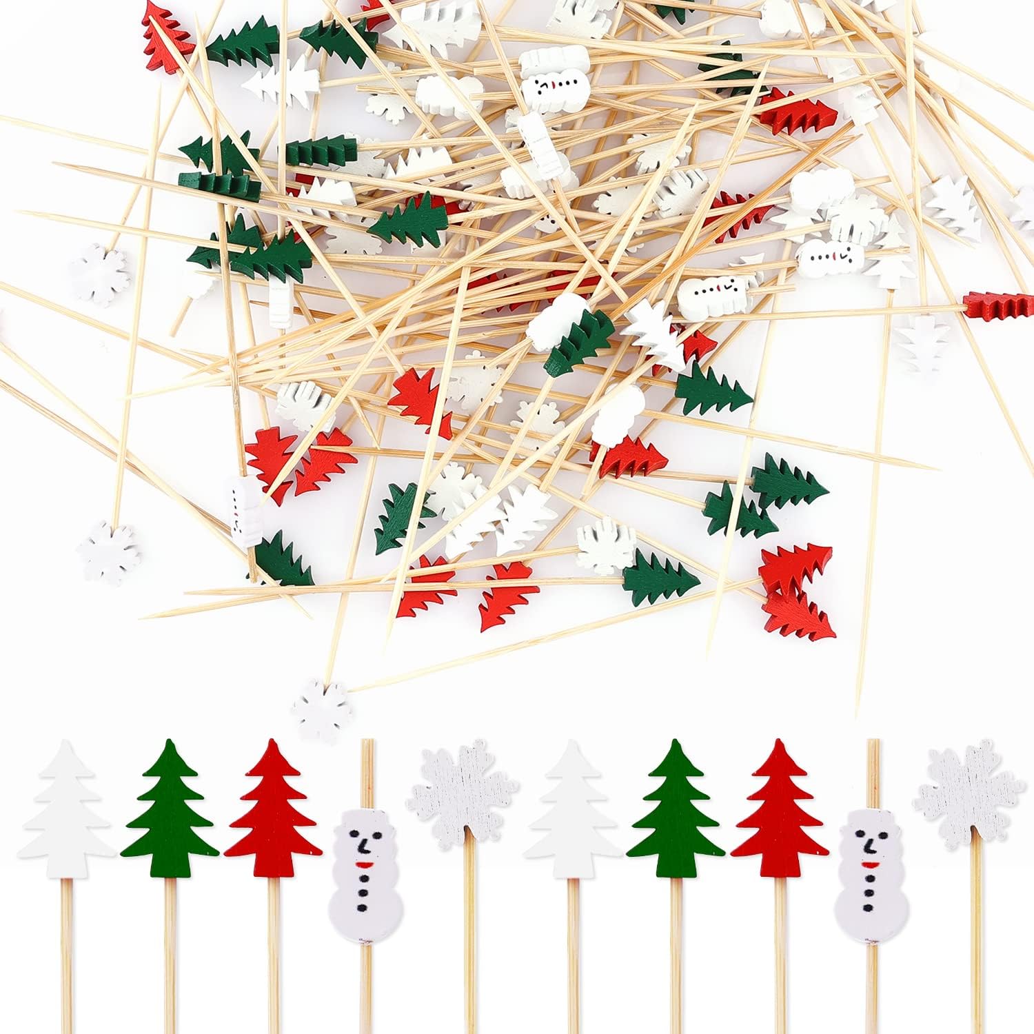 Christmas Cocktail Picks - Festive Snowflake Decor