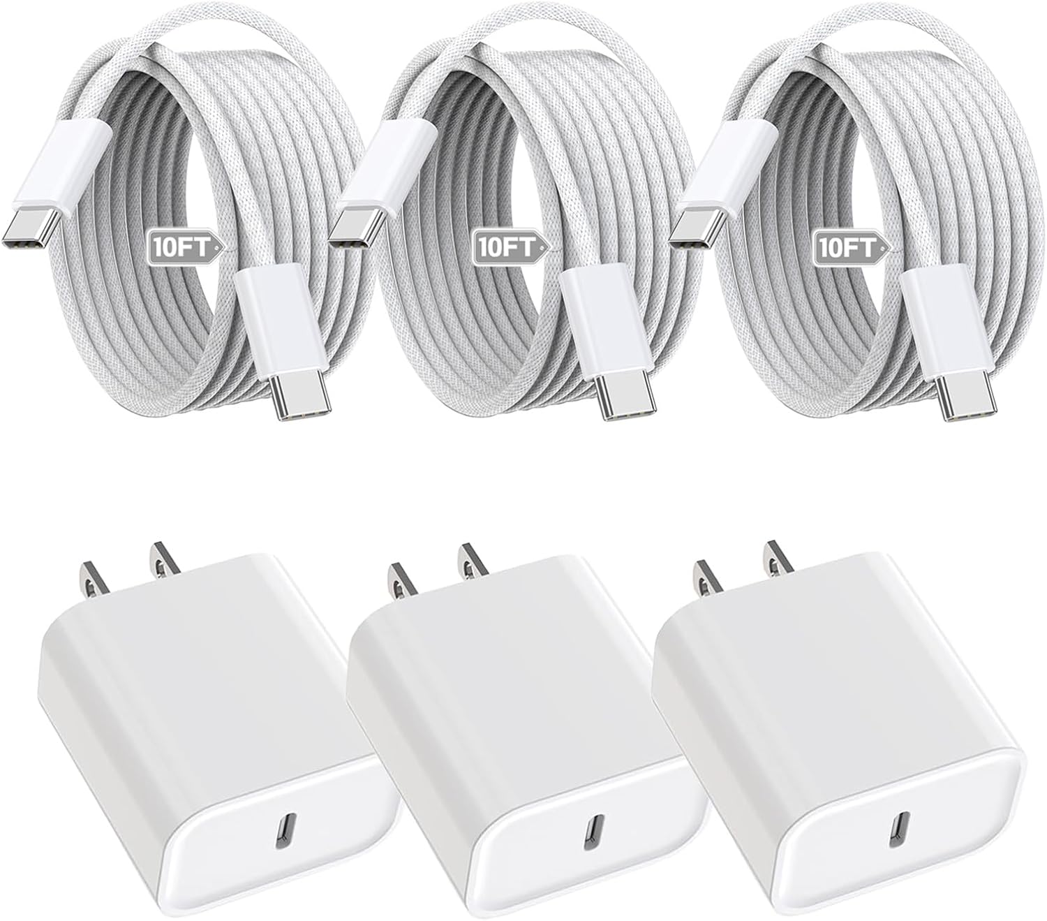 iPhone 16 15 Charger Fast Charging 3Pack with 10Foot Cable