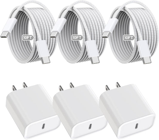 iPhone 16 15 Charger Fast Charging 3Pack with 10Foot Cable