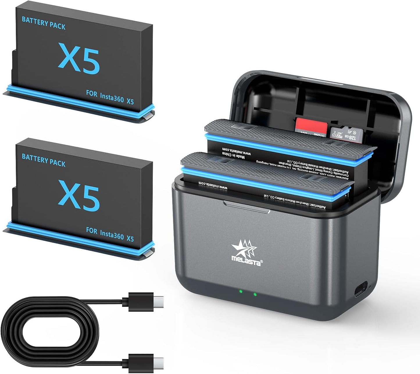 Insta360 X5 Battery Charger Set with Dual-Slot Fast Charging Hub
