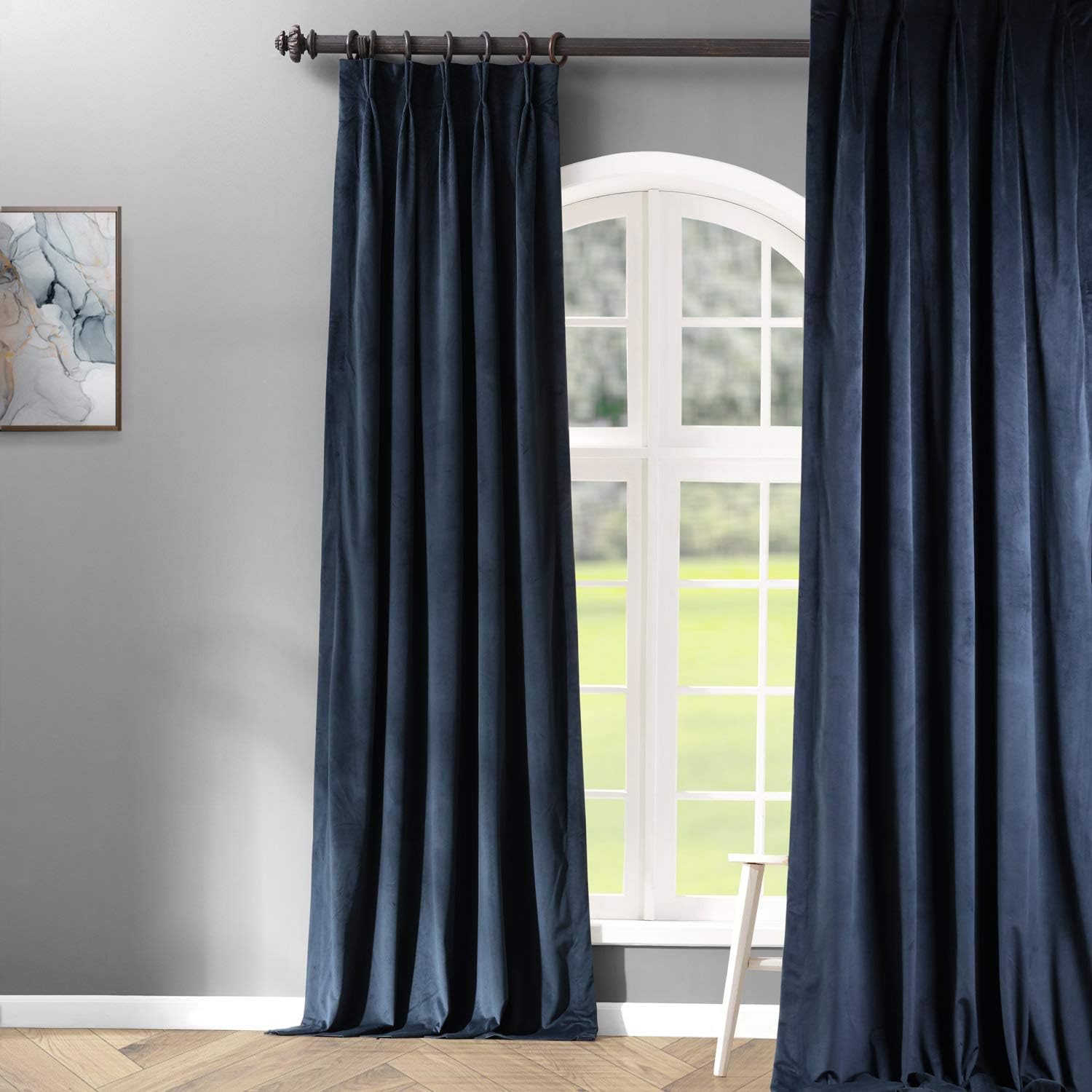 Midnight Blue Velvet Blackout Curtain - 96 Long, HPD