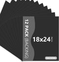 Somime 12 Pack Backing Boards Only 18x24 Uncut Black Mats - Durable