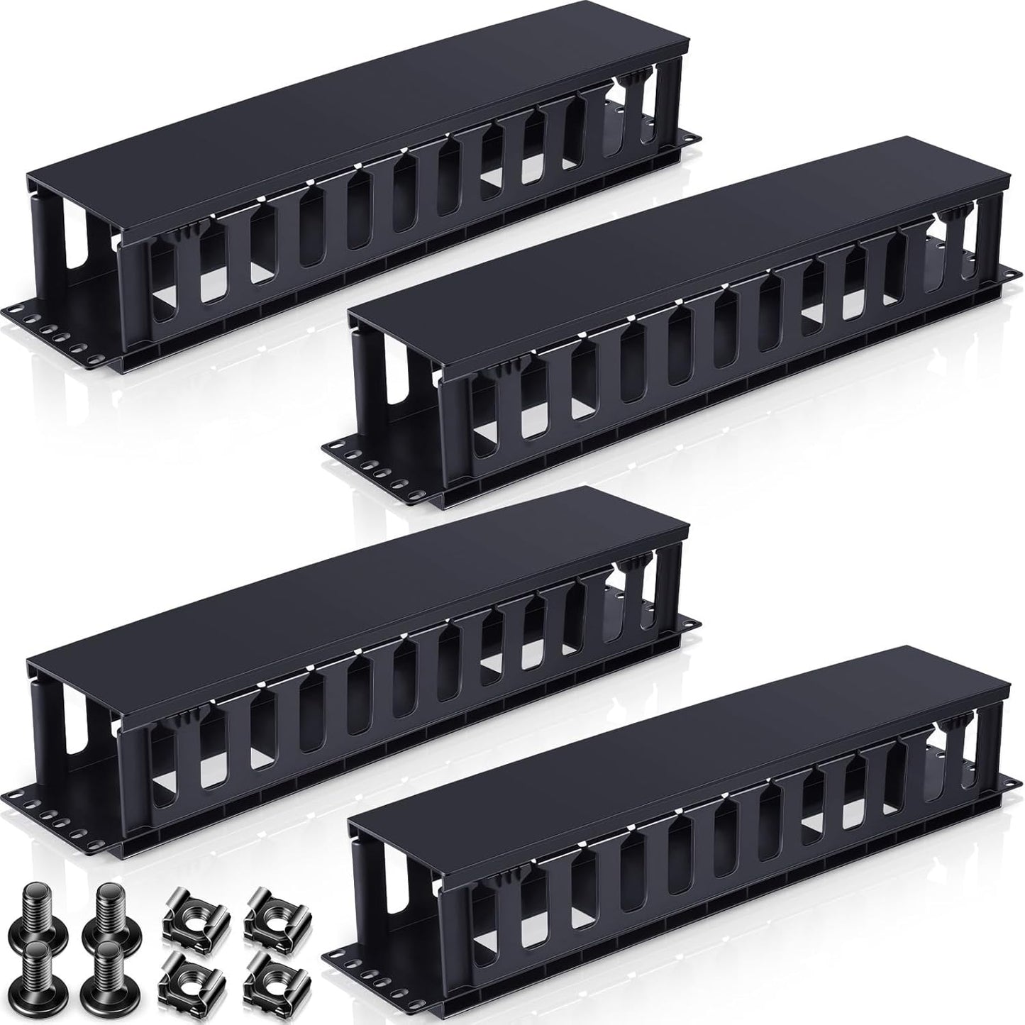 Taiyin 4 Pcs 2U Horizontal Mount Cable Management Panels