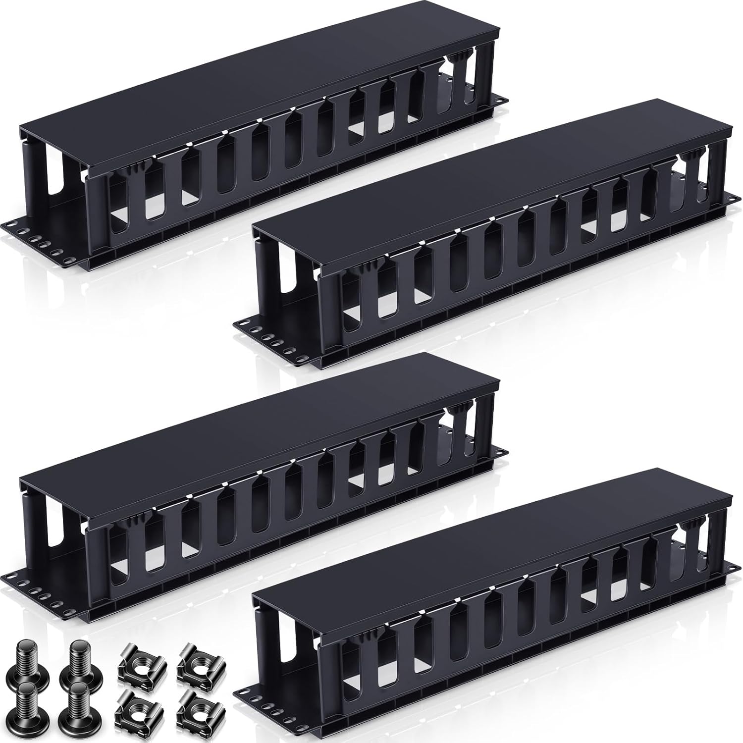 Taiyin 4 Pcs 2U Horizontal Mount Cable Management Panels