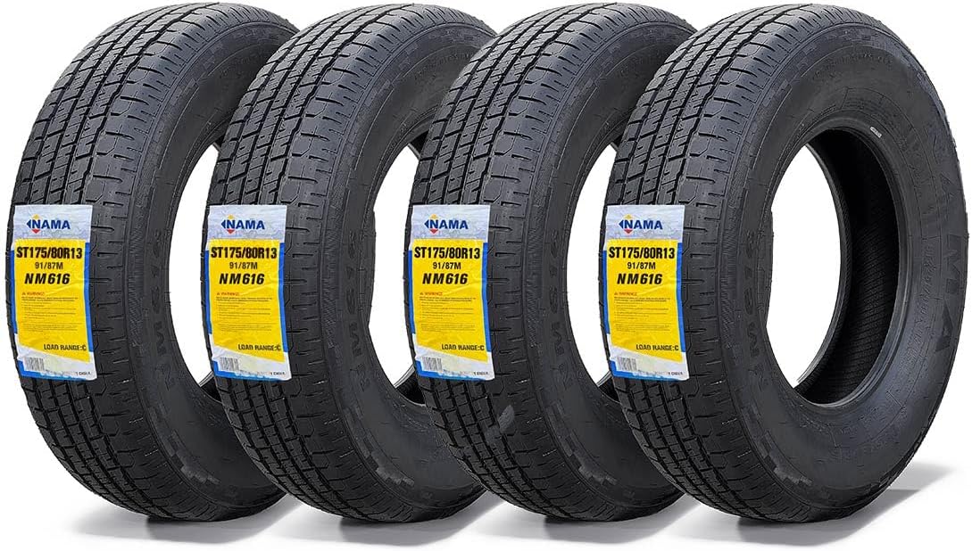 NAMA Set of 4 NM616 Radial Trailer Tires for Heavy Duty Use