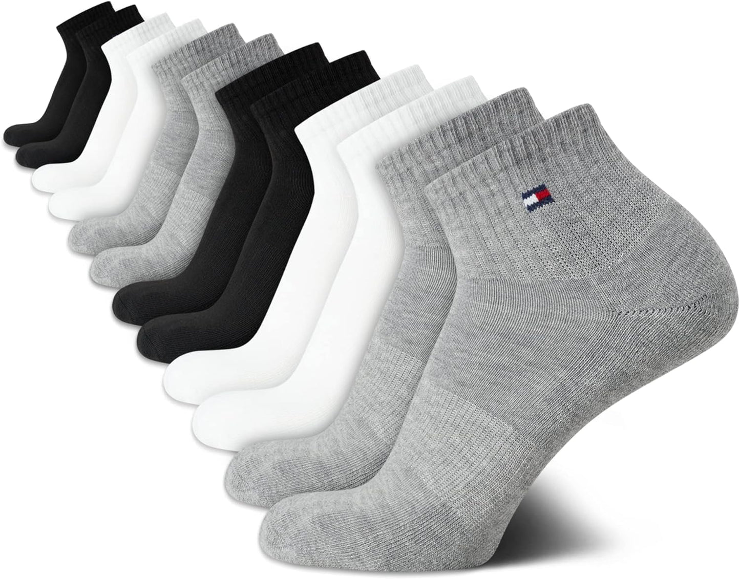 Tommy Hilfiger Mens Quarter Socks - Cushioned Performance 12 Pack