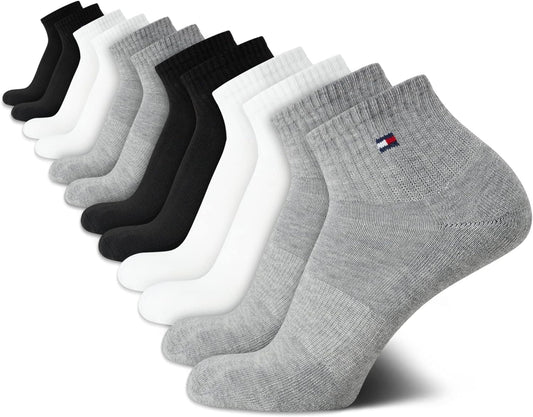 Tommy Hilfiger Mens Quarter Socks - Cushioned Performance 12 Pack