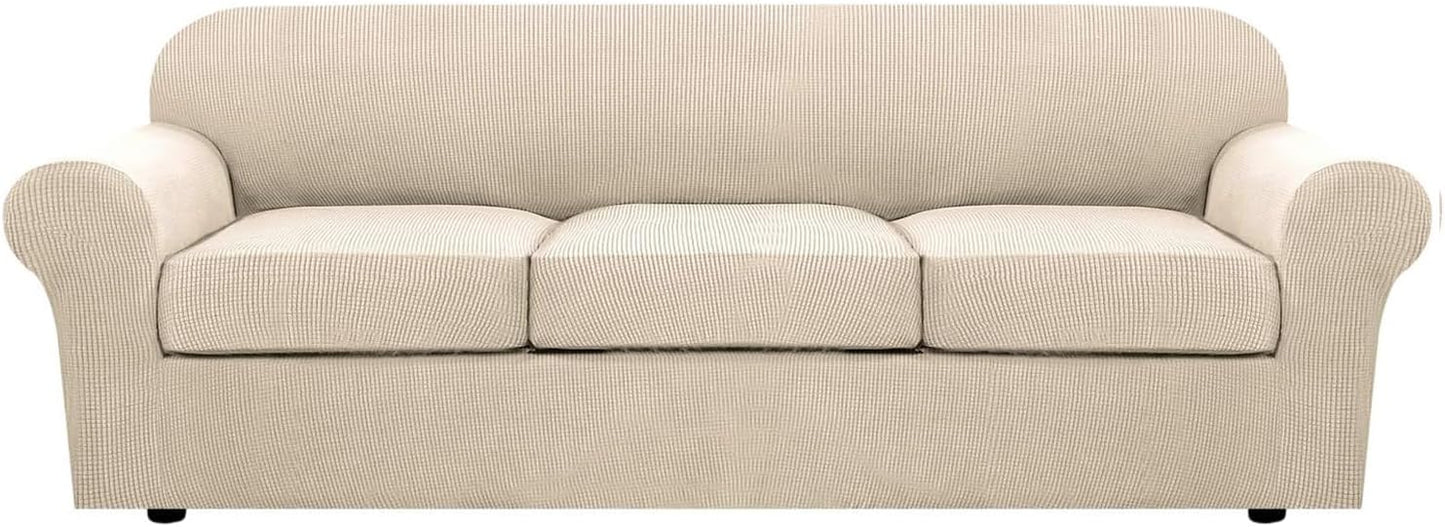 H.VERSAILTEX 4 Piece Stretch Sofa Covers for Custom Fit Comfort