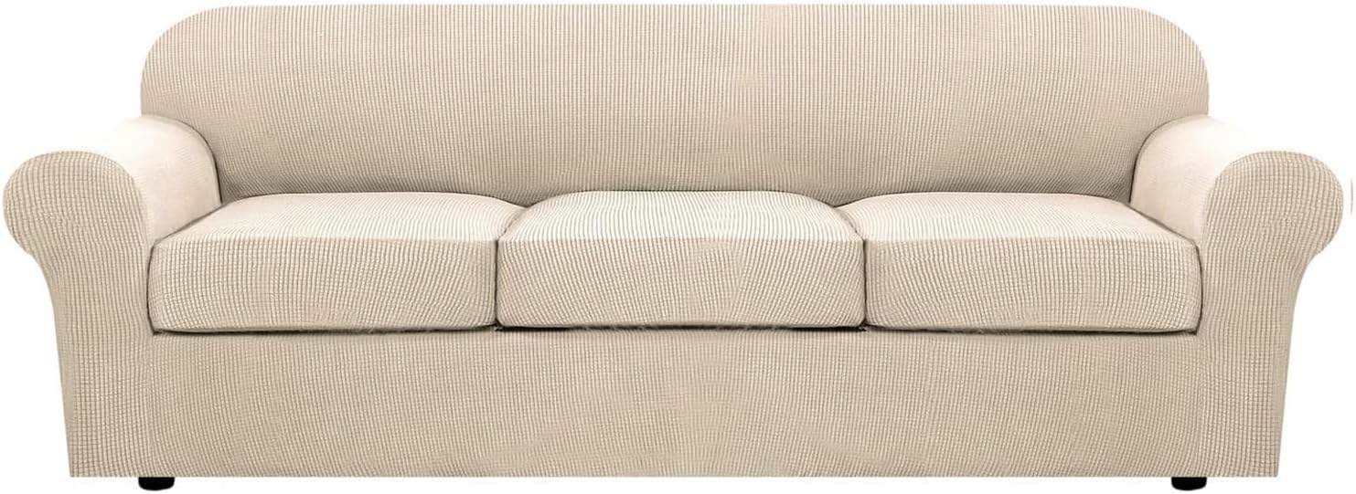 H.VERSAILTEX 4 Piece Stretch Sofa Covers for Custom Fit Comfort