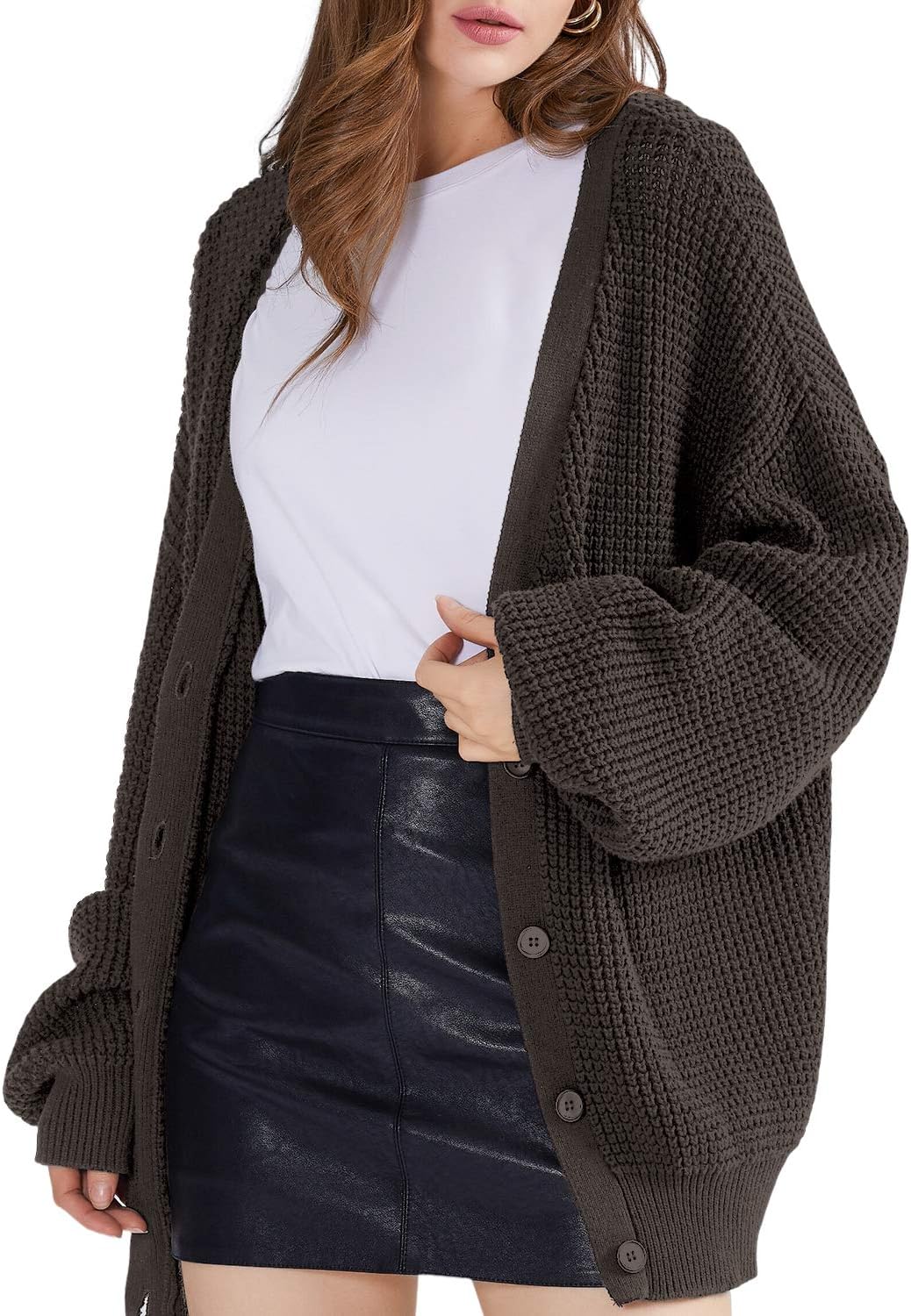 QUALFORT Cardigan Sweaters for Women - Cozy Cotton Knit Outerwear
