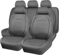 Piping Faux Leather Car Seat Cover Full Set - Breathable Grey Fit