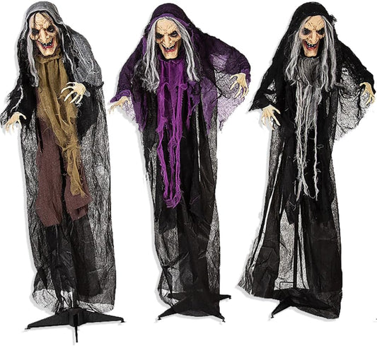 3 Witches Holding Hands Yard Stakes Set for Halloween Decor