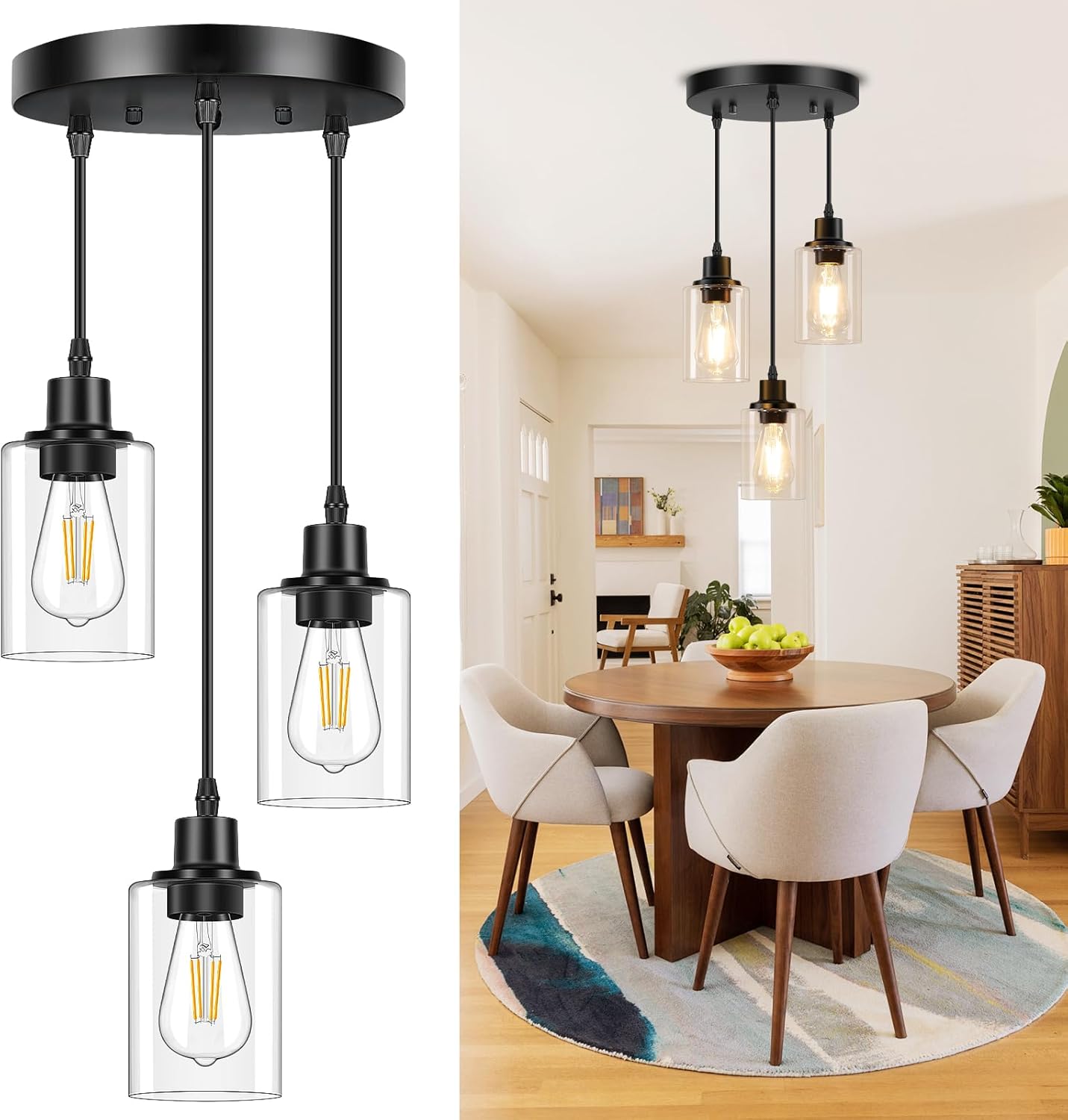 Modern 3-Light Pendant Light Fixtures for Stylish Home Decor