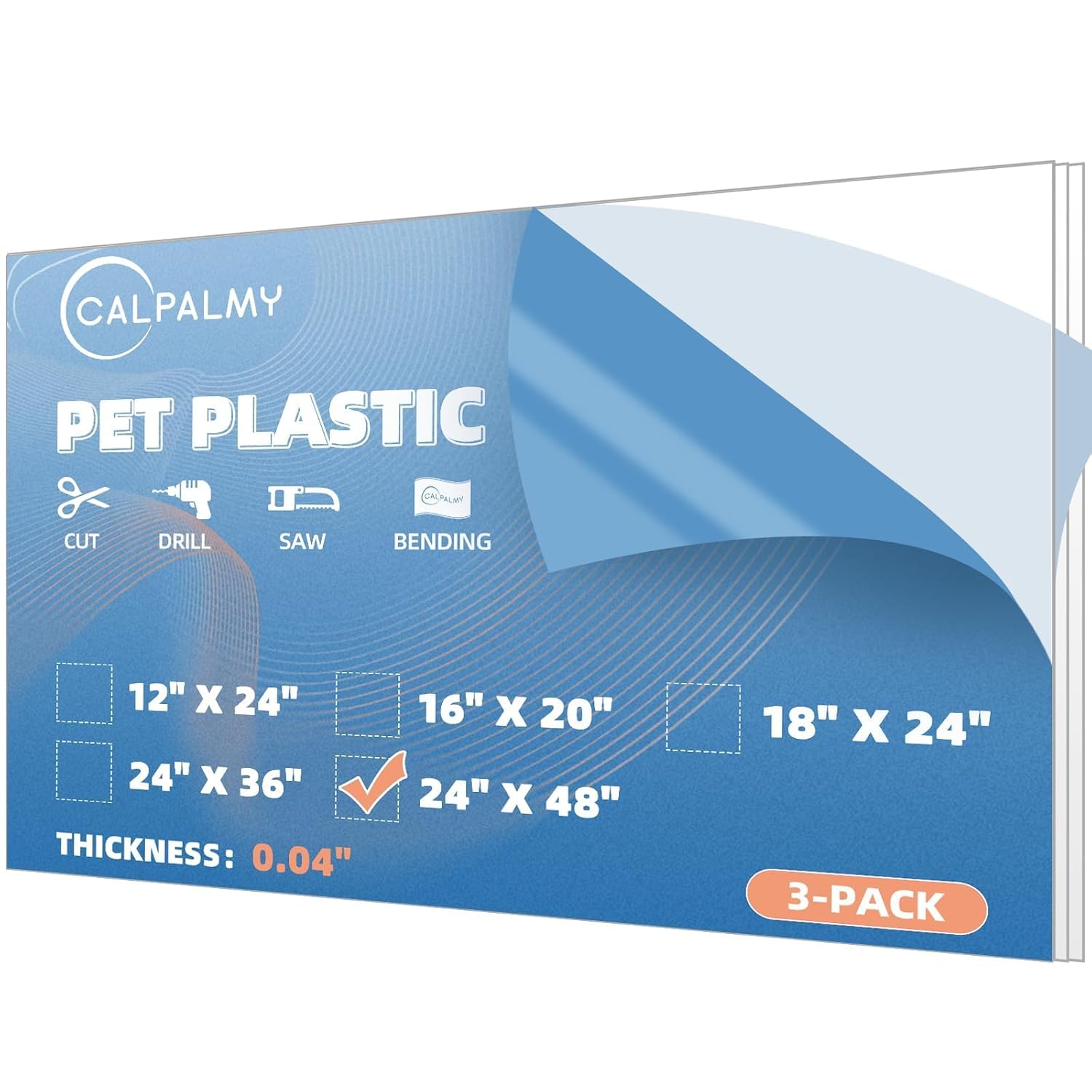 3 Pack PET Sheet Panels - Lightweight Shatterproof Glass Alternative