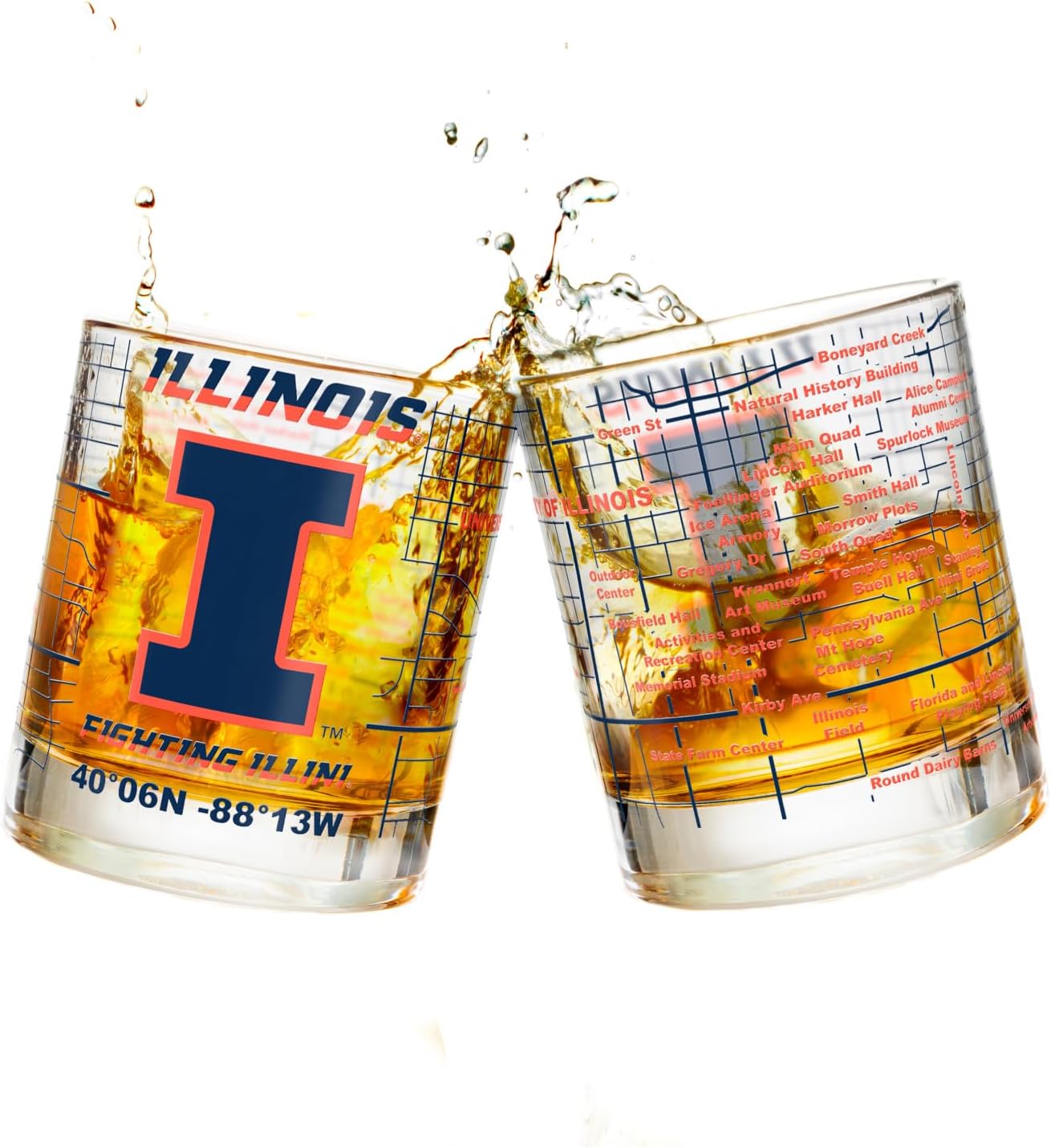 University of Illinois Fighting Illini College Whiskey Glasses Set