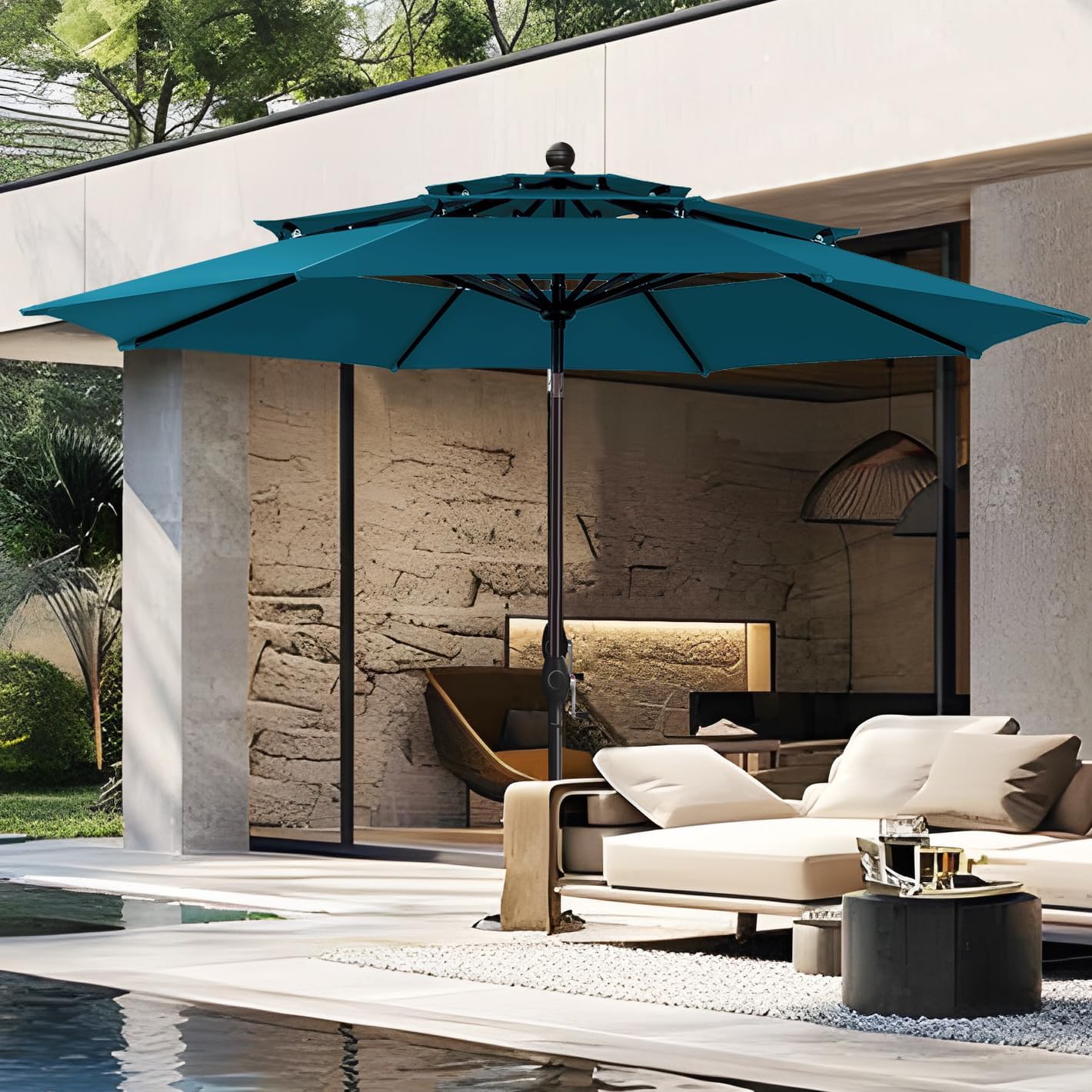 PHI VILLA 10ft Outdoor Patio Umbrella for Backyard Comfort