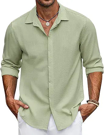 COOFANDY Men's Casual Shirt for Summer Beach Weddings