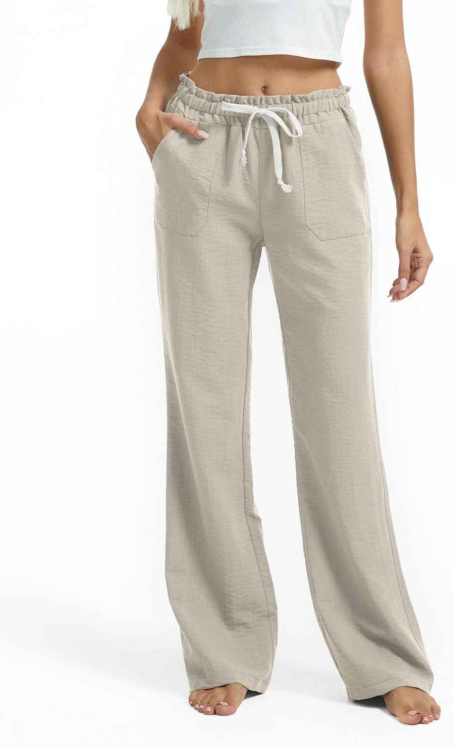 Tall Women Casual Linen Pants with Pockets for Summer Style