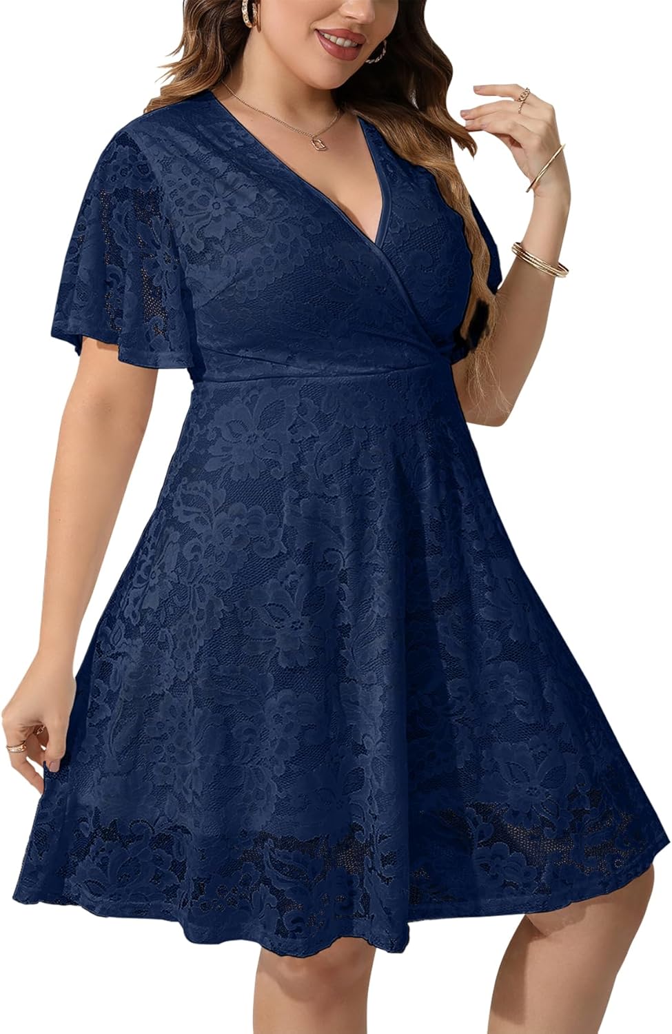 SCOMCHIC Women Plus Size Lace Cocktail Dress for Summer Events