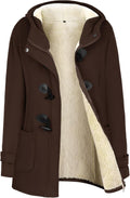 Sherpa Lined Jacket Women Hooded Duffle Toggle Coat - Warm Everyday