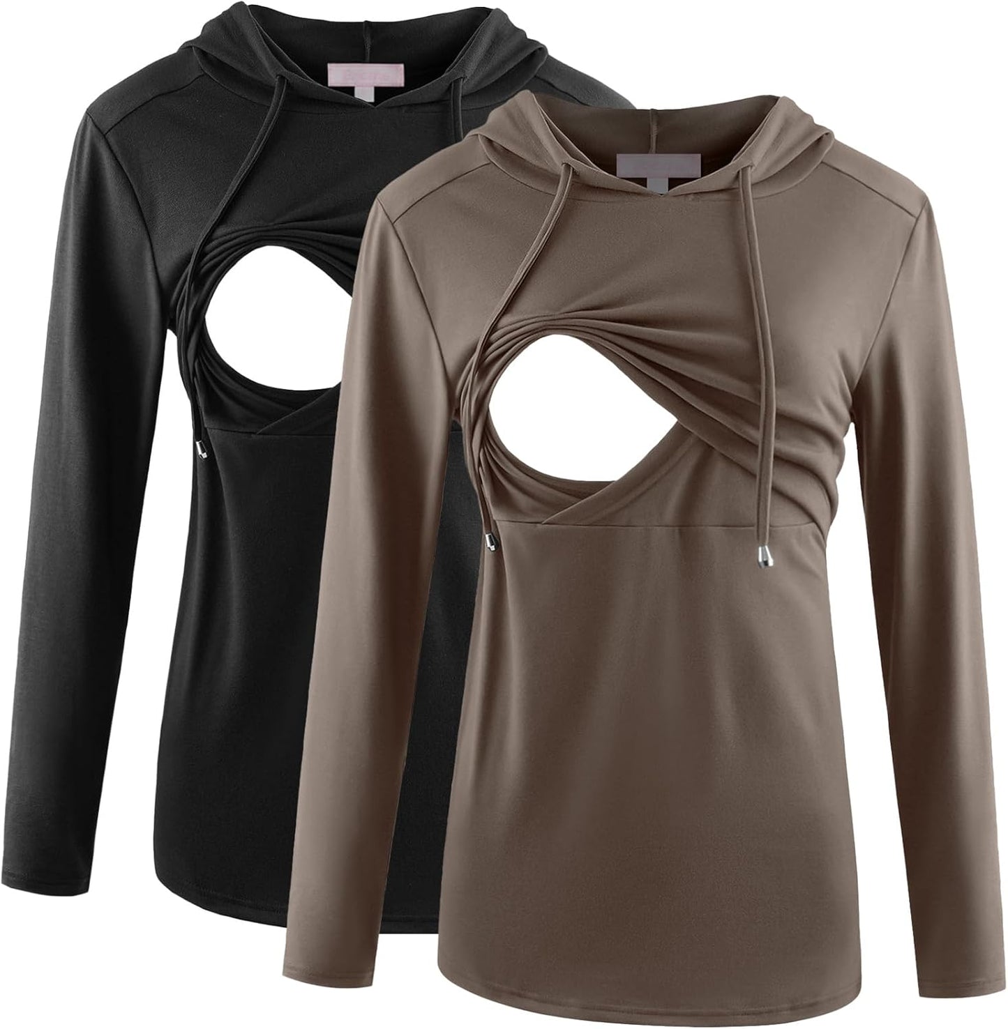 Bhome Nursing Shirt Long Sleeves Hoodie for Breastfeeding Moms