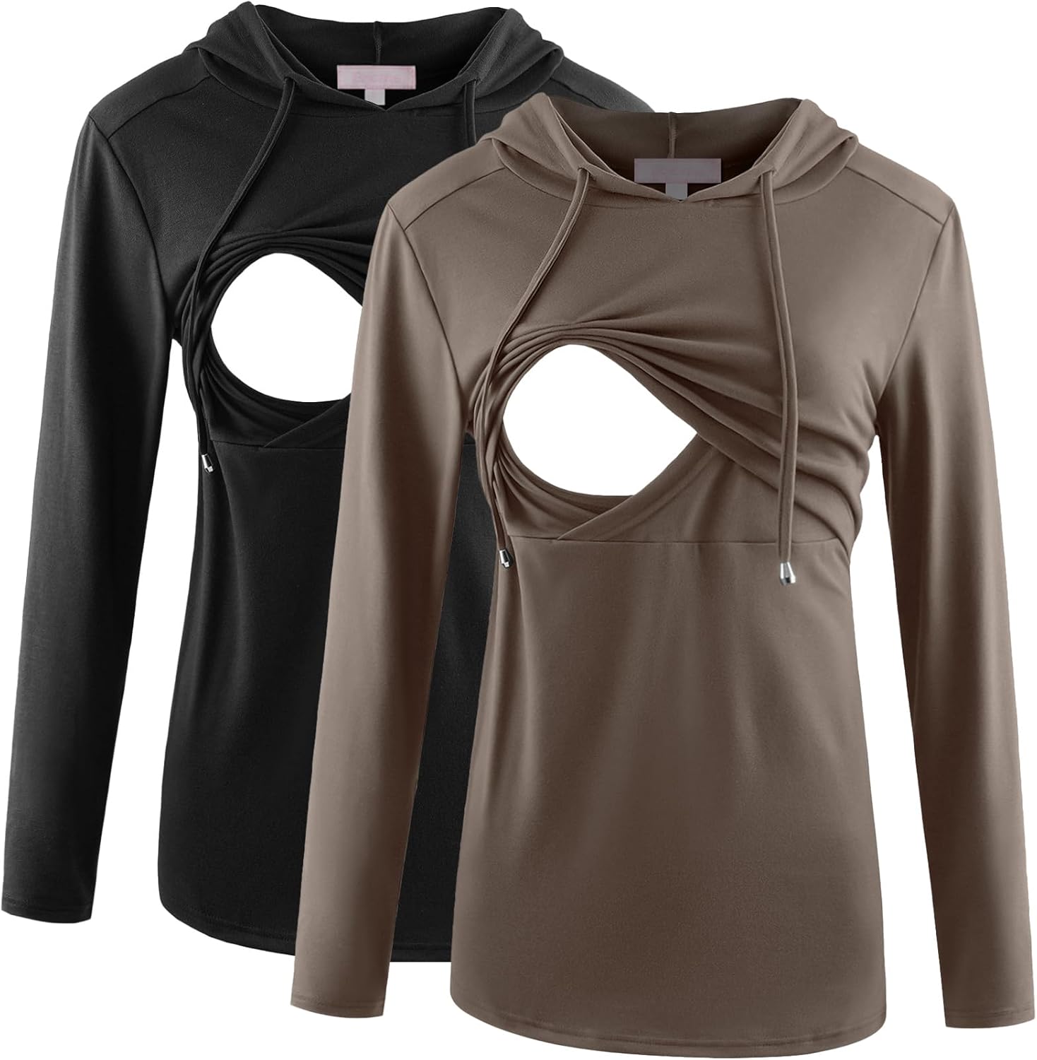 Bhome Nursing Shirt Long Sleeves Hoodie for Breastfeeding Moms