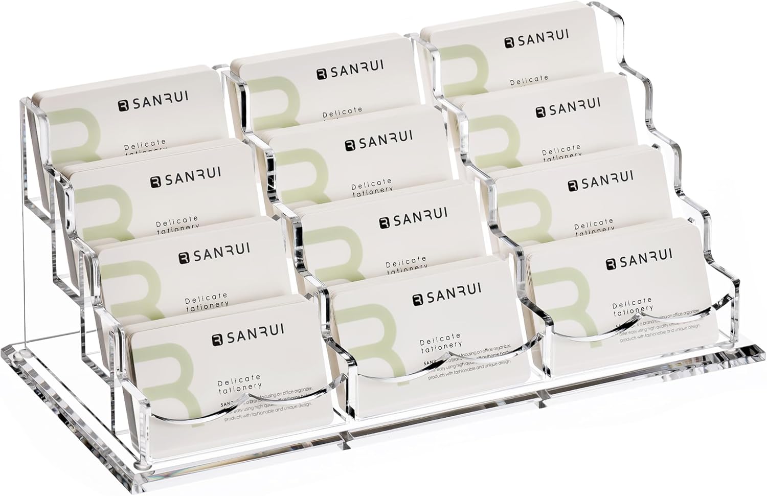 SANRUI Business Card Holder for Desk - Clear Acrylic Display Stand