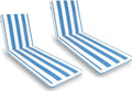Outdoor Chaise Lounge Chair Cushions Set - Sky Blue White Striped