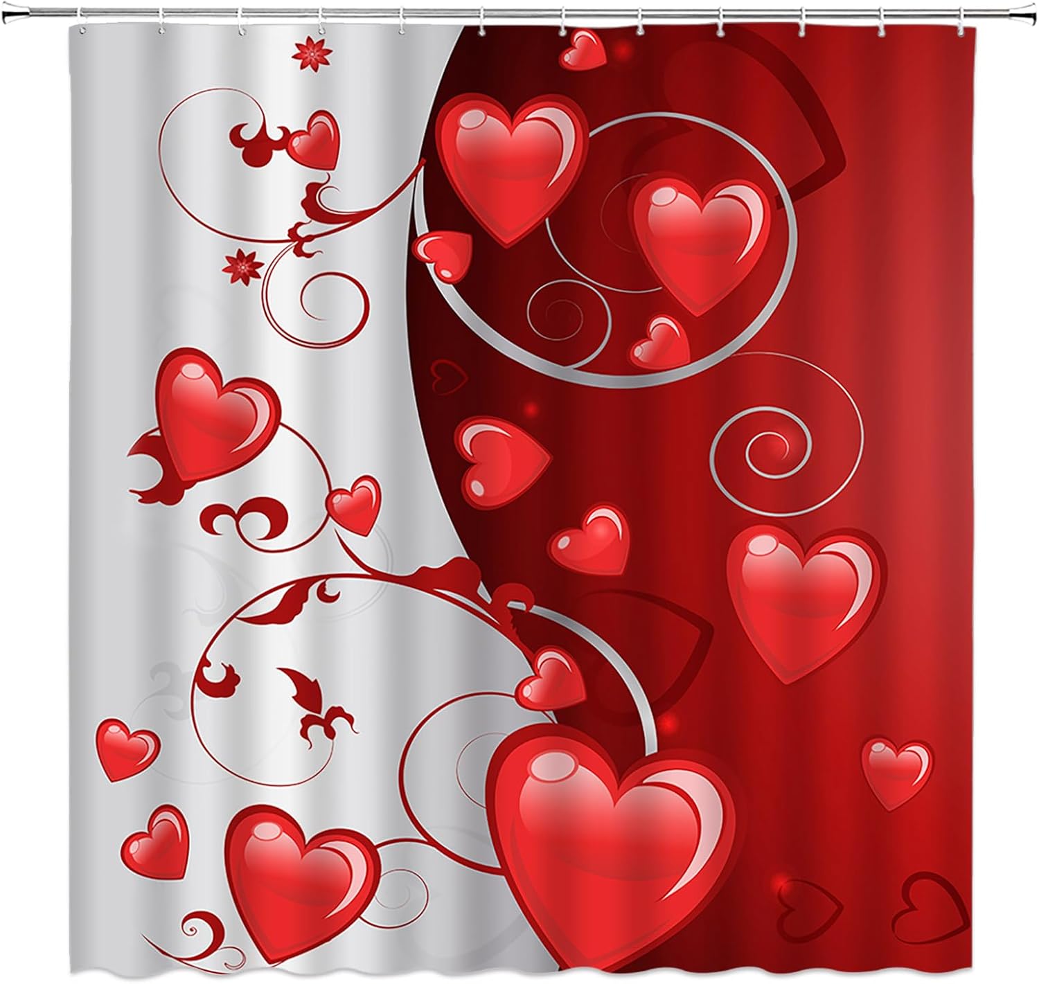 Romantic Heart Shower Curtain Set 70 - Valentine's Love Decor