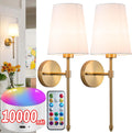 Battery Operated Wall Sconce Set of 2 - Rechargeable RGB Dimmable