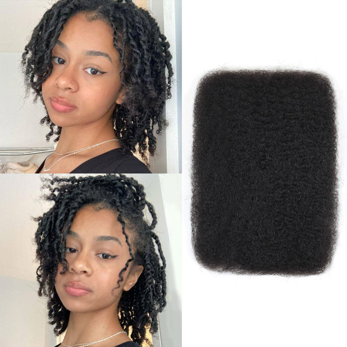 12 Inch Afro Kinkys Bulk Human Hair by Lounoke for Styling
